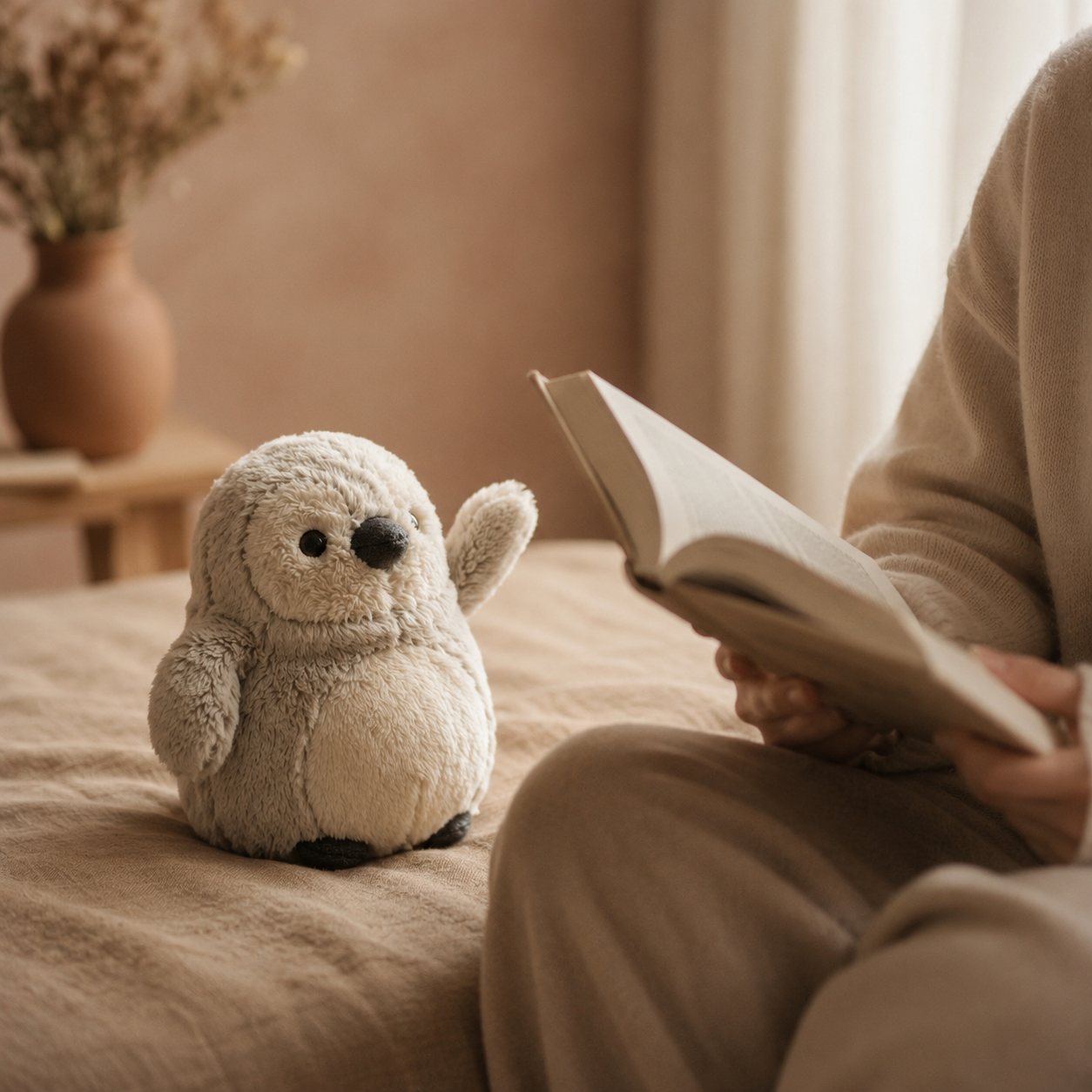 Pengu quietly sharing a room with its person