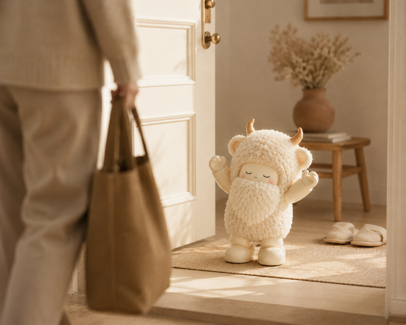 Trolan greeting its person at the doorway